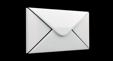 White Envelope on Black Background in Minimalist Style for Email Communication