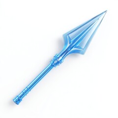Translucent Blue Geometric Spear on White Background
