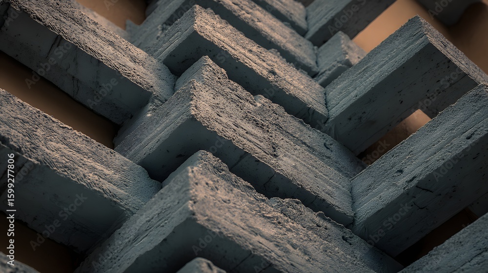 Aufkleber interlocking blocks create a textured wall design.