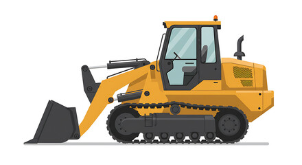Detailed Yellow Track Loader Illustration as an Industrial Heavy Equipment Icon for Construction, Earthmoving, and Mining Industry Projects
