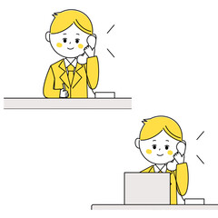 電話で話すビジネスマンのイラスト
