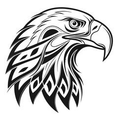 Fototapeta premium A striking black and white vector illustration captures the powerful head of an