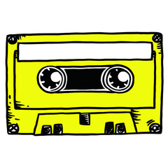 Naklejka premium Yellow music tape illustration cassette nostalgia vector
