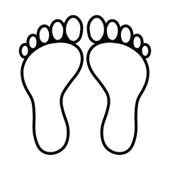 Footprint Silhouette Outline Icon, Flat Black Human Feet Illustration