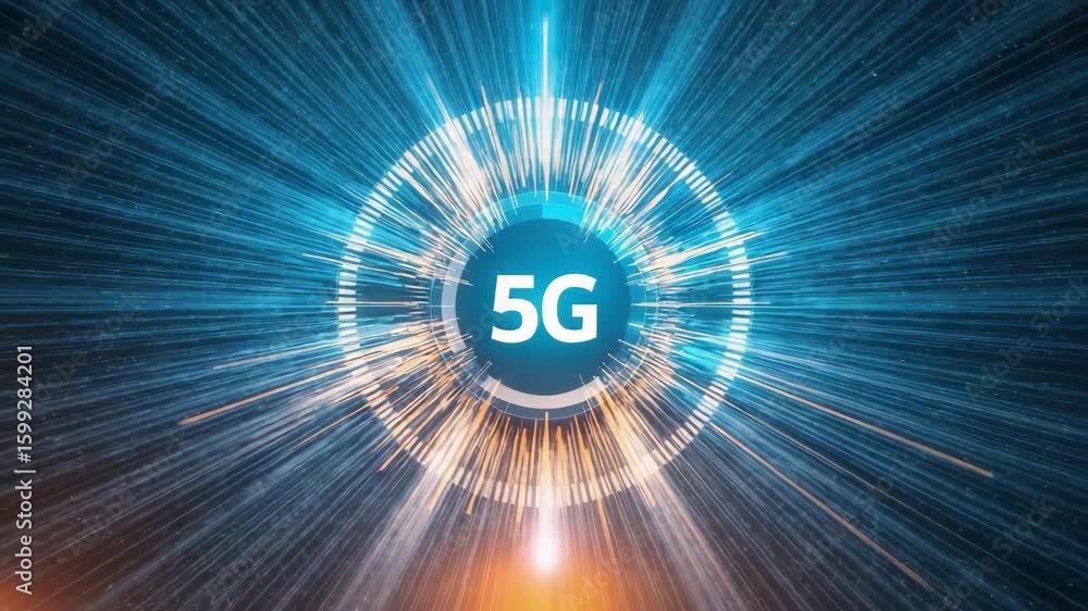 Poster abstract 5g technology background with speed lines, wireless connection concept.