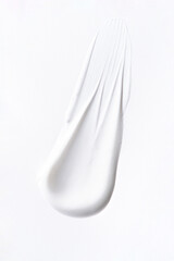 A white pristine smear isolated on white background, Creamy skincare product swatch