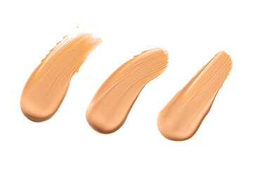 Makeup foundation texture swatch. BB cream, concealer, paint smear isolated on white background.
