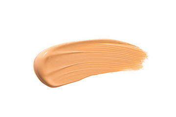Makeup foundation texture swatch. BB cream, concealer, paint smear isolated on white background.