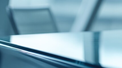 Blurred view of a clean, shiny surface with linear patterns and a blue tint