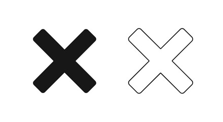Obraz premium Illustration of two x shapes one filled in black and one outlined in black color