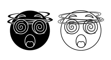 Obraz premium Two cartoonish figures with swirling eyes and open mouths expressing dizziness