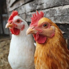 Curious Chickens in a Farmyard