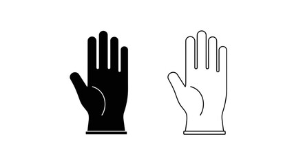 Obraz premium Illustration of a black filled glove and an outline of a glove with fingers up