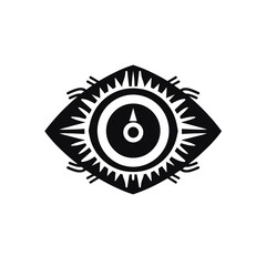 Modern artistic design of an eye symbol with radiating elements and sharp details