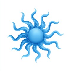 Fototapeta premium Abstract Blue Sun with Wavy Rays on White Background