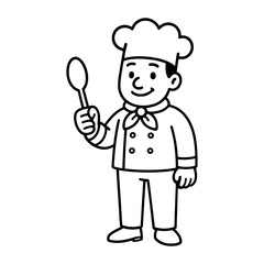 Cartoon chef holding spoon illustration vector
