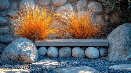 Rustic garden bench bathed in sunlight