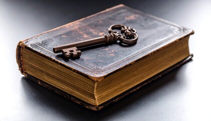 Antique key on aged book