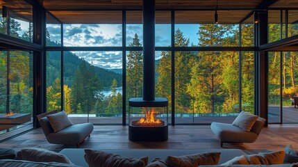 Modern, secluded living space with panoramic views