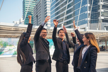 Diversity Teamwork business people friendship holding hands together. Multiethnic Businesspeople...
