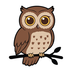 vector owl sitting on branch