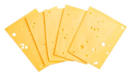 Four slices of yellow cheese