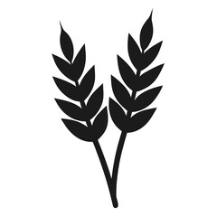 Ears of Wheat Grain Plant Silhouette on White Background Elegant Agricultural Vector Art

