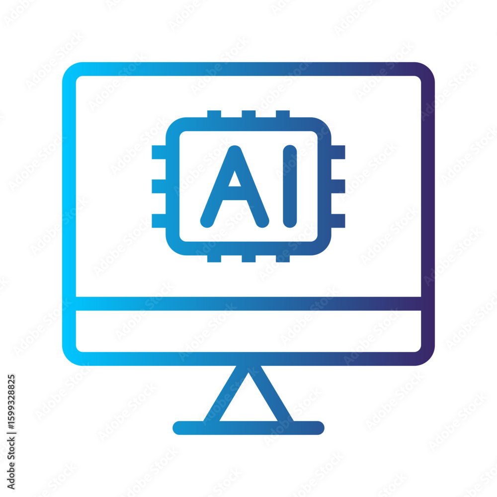 Poster monitor ai gradient icon. editable stroke icons. can be used for web, mobile apps, and software.
