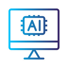 Monitor AI Gradient Icon. Editable Stroke Icons. Can be used for web, mobile apps, and software.