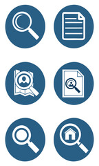Blue icons search information data