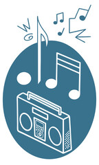 Boombox music illustration graphic design