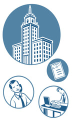 Fototapeta premium Business illustration office scenes