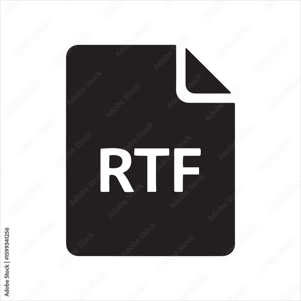 Poster simple black icon representing an rtf document file
