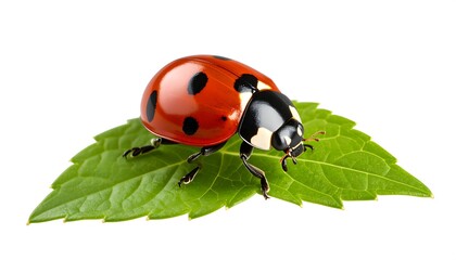 Fototapeta premium Ladybug on a vibrant green leaf