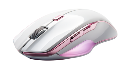 Sleek white computer mouse with pink accents for gaming or creative work station