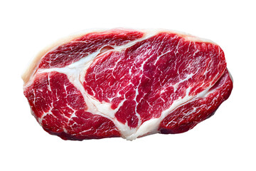 Obraz premium Fresh raw rib eye steak isolated on transparent background, perfect for grilling