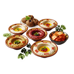 Assorted Middle Eastern Dips and Kibbeh.