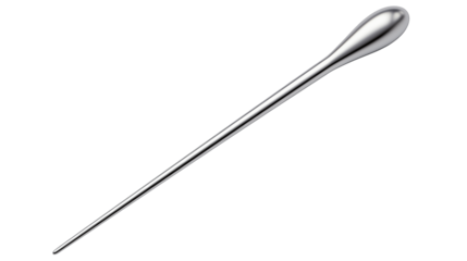 Elegant chrome cocktail stirrer with a rounded end for mixing drinks professionally