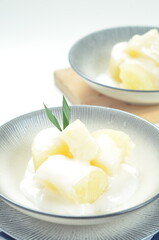 Sweet cassava or singkong thailand is a popular dessert in Indonesia
