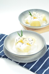 Fototapeta premium Sweet cassava or singkong thailand is a popular dessert in Indonesia