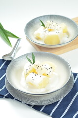 Sweet cassava or singkong thailand is a popular dessert in Indonesia