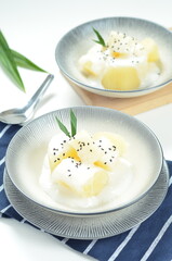 Sweet cassava or singkong thailand is a popular dessert in Indonesia