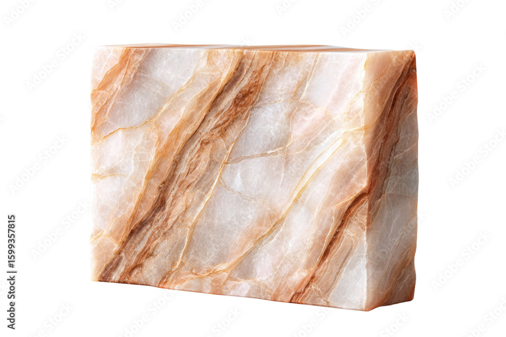Poster a large block of stone with a brown and white pattern