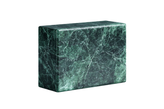 A green marble block with a green and white pattern