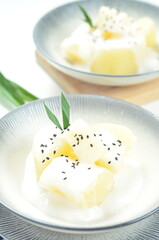 Sweet cassava or singkong thailand is a popular dessert in Indonesia