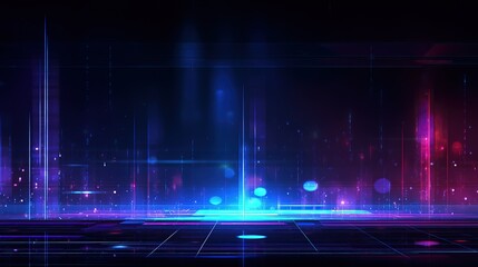 Cyberpunk Themed Futuristic Digital Art Background with Neon Lights and Abstract Shapes