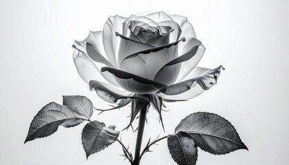 A translucent x-ray of a rose&mdash;petals rendered in spectral white, anatomy exposed against black. Beauty distilled into structure, emotion into form.