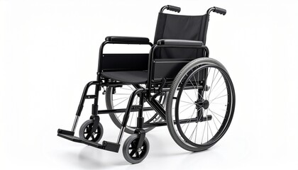 Fototapeta premium A blue wheelchair—still, empty, poised for motion. A vessel of resilience and dependence.