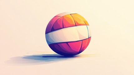 Fototapeta premium Colorful volleyball graphic design, smooth 3D render, use for sport, training, game, web design