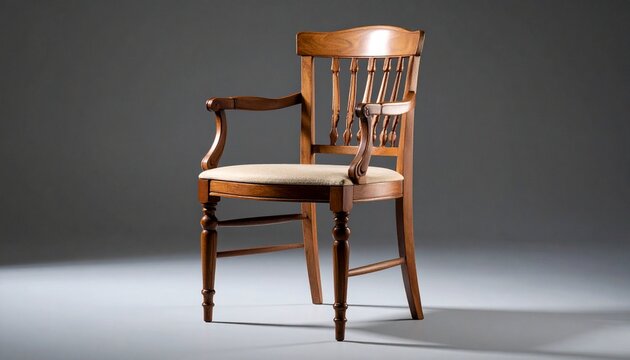 A solitary wooden chair&mdash;curved back, turned legs, empty seat. A vessel of presence and absence.